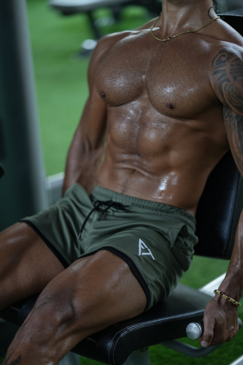 Premium HybridFit Shorts (Olive Force)